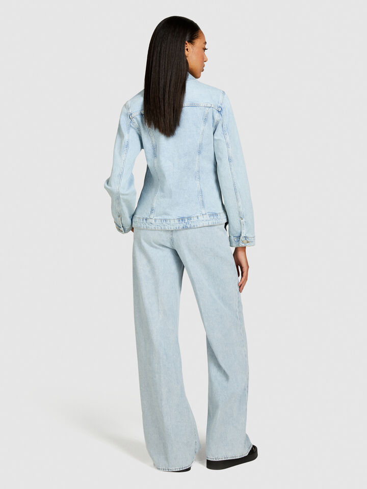 Slim fit denim jacket - women's jackets - Light Blue | Sisley image number 3
